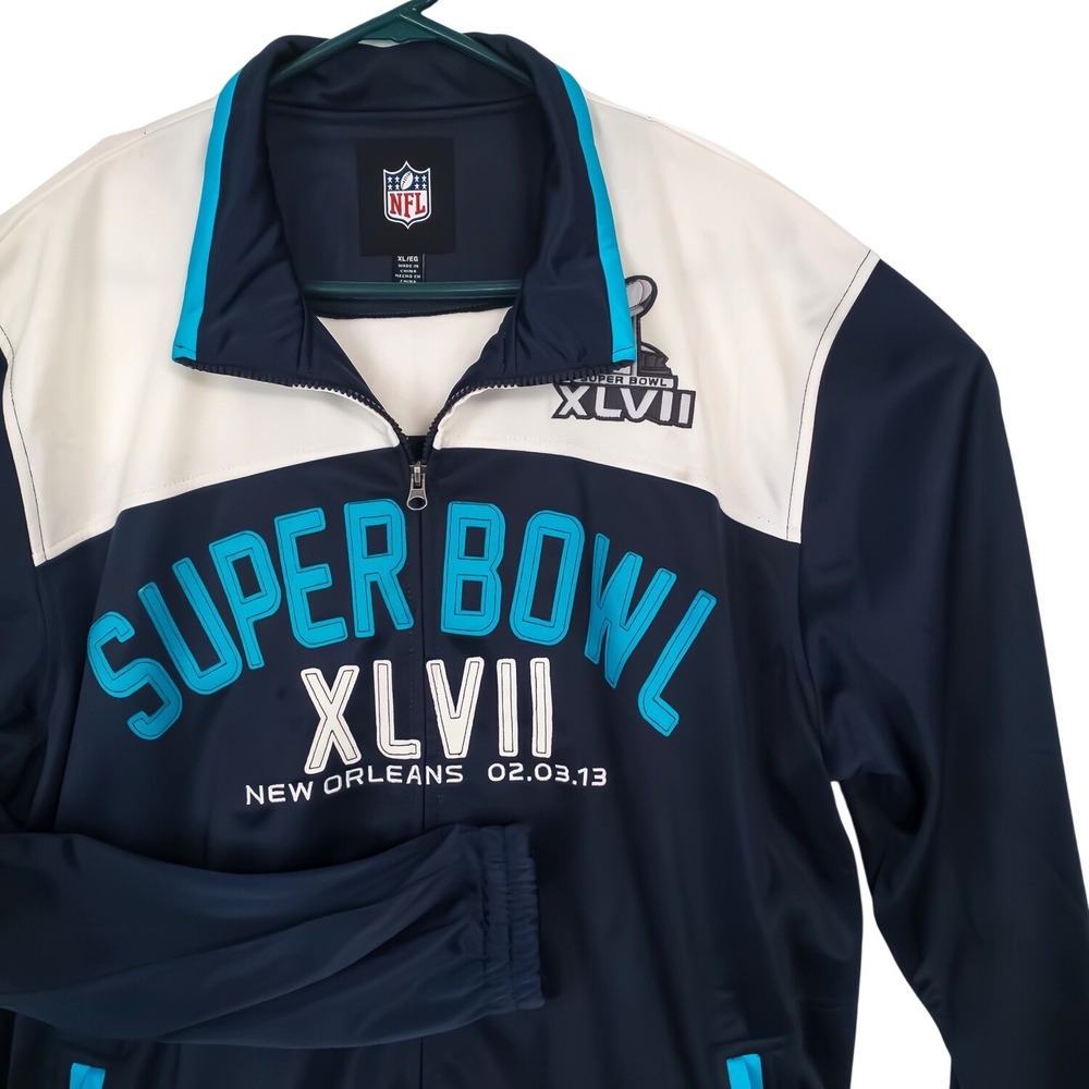 NFL Super Bowl XLVII Track Jacket Mens XL New Orleans Football Coat